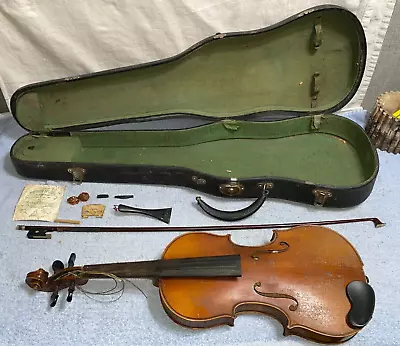 GERMAN Antique CONSERVATORY VIOLIN Fiddle Stradivarius Anno 1746 GOOD RESTORE • $459.99