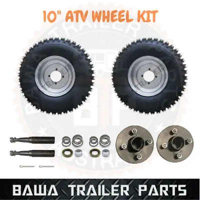 10  Atv Wheel Kit Round Stub Axles And Hubs! Perfect For Go Kart ! Quad Trailer • $310