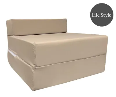 £37.95 • Buy Fold Out Single Chair Z Bed Sofa Guest Futon Chair Bed Lounger Mattress - Beige