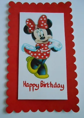 Pk 2 Standing Minnie Mouse Birthday Embellishment Toppers 16cm X 9.5cm For Cards • £1.25