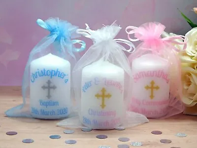 Personalised Baptism Christening Holy Communion Candle Favours 6cm X 4cm • £11.50