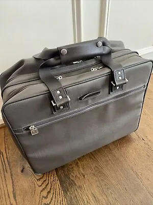 Mulholland Brothers Brown Leather Rolling Laptop Bag Suitcase • $39.99