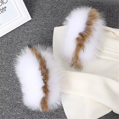 Women 100% Real Fox Fur Cuffs Winter Warm Arm Warmer Bracelet Fox Fur Gloves  • $26.99