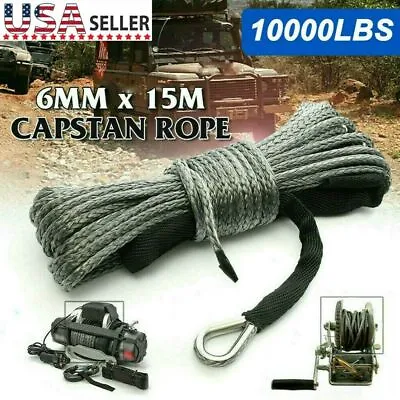 1/4 X50' 10000LBS Synthetic Winch Rope Line Recovery Cable 4WD ATV UTV W/ Sheath • $13.75