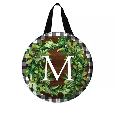 Wreath Monogram Letter M Door Hanger Embroidered Briarwood Lane • $19.99