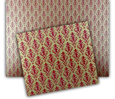 Dolls House Victorian Red On Gold Miniature Print 1:12 Wallpaper • $4.26