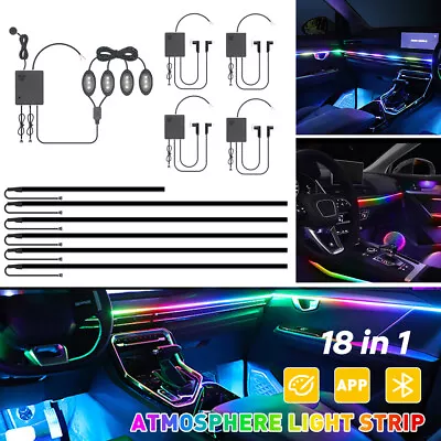 APP RGB Interior Ambient Strip Light Fiber Optic Car Atmosphere Decor Lamp Kit • $83.99