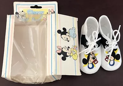 Vintage 1984 Disney Babies Infant Booties Baby Shoes Mickey Mouse Slippers • $7.99