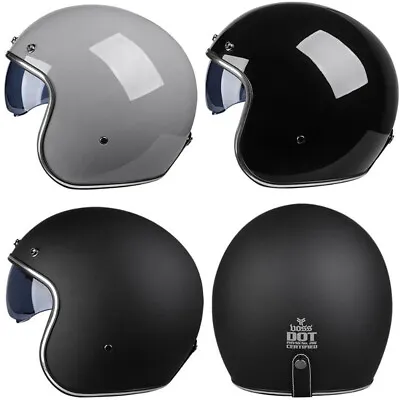 DOT ECE Motorcycle Helmet Open Face Half 3/4 Scooter Crash Helmet W/Sun Visor • $82.99