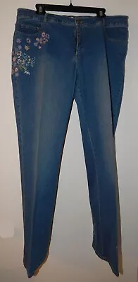 Dana Buchman Jeans Women 16 Blue Beaded MODERN Fit ILEANA Flare 25 Years Old NOS • $249.95