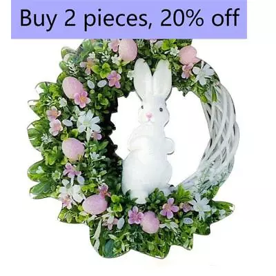 Easter Door Decor Wreath Acrylic Garland Bunny  Rabbit Eggs  Flat Print Hanging • £8.88