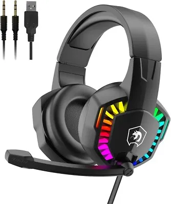 $30.99 • Buy Gaming Headset For PS4 PC Xbox One PS5 Controller Breathing Bass Surround