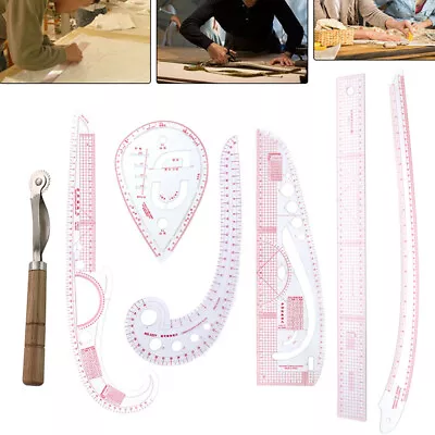 7 Multifunction Curve Ruler Drawing Sewing Clothes Design Tailor Set L:da • £10.97