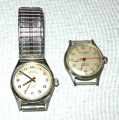 2 X VINTAGE MENS' SHEPPO & ONSA INCABLOC ANTIMAGNETIC S/S WRIST WATCHES Working • $131.67