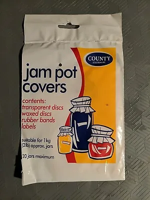 JAM POT COVERS For 20 X 1kg ( 2lb)   Jars - With Rubber Bands And Labels • £3.49