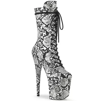 Pleaser Flamingo-1050 8  Exotic Dancer Snake Print Lace Up Platform Boots US12 • $128.67