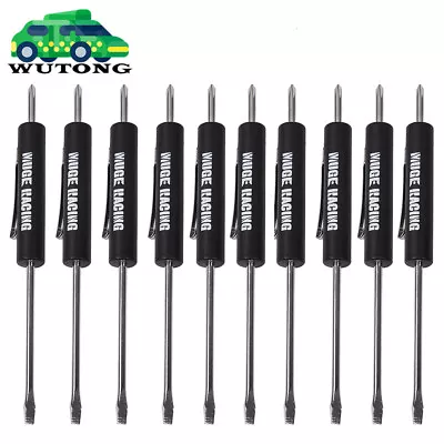 10x Black Mini Pocket Screwdriver Phillips & Flat Head Tip With Magnet And Clip • $13.99