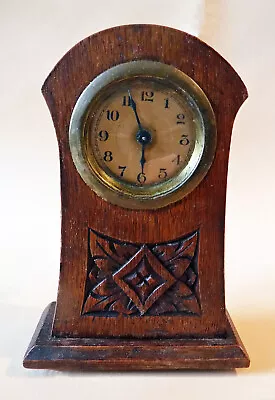 Antique Vintage Mission Arts And Crafts Oak Mantle Clock Circa 1900 Works • $155