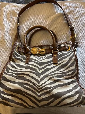 Michael Kors Women's LARGE Brown Hamilton Zebra Print Shoulder Bag • $35