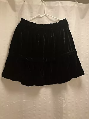 Black Crushed Velvet Anthropologie Skirt L • $21.75