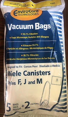 ENVIROCARE  Miele Canisters Vacuum Bags Fits Styles FJ & M 5 Bags + 2 Filters • $14