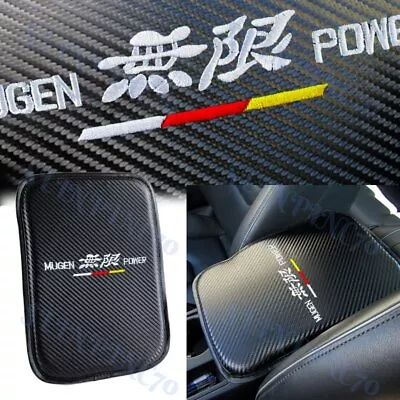 Embroidery MUGEN POWER Carbon Fiber Car Center Console Armrest Cushion Pad Cover • $12.85