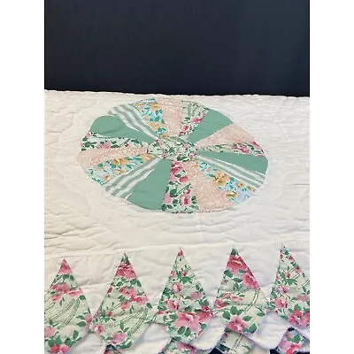 Vintage Dresden Quilt Ice Cream Cone Border 90”x82” • $169