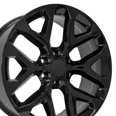 22x9 Gloss Black 5668 Wheels SET Fit Silverado Tahoe Suburban Snowflake Rims • $967