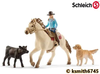 £20.25 • Buy Schleich WESTERN RIDING COWGIRL & PET SET Plastic Toy Animal HORSE  * NEW 💥