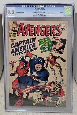 Avengers #4 (1966) CGC 9.2 GRR - 1st SA Captain America Golden Record Reprint • $999.95