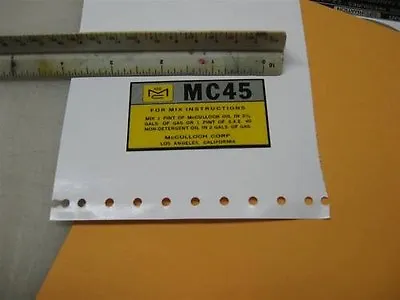 McCulloch Kart Shroud Decal MC45 MC 45 • $10.95