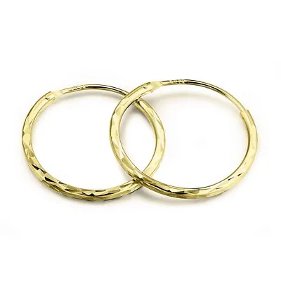 9ct Gold 12mm - 20mm Diamond Cut Hinged Sleeper Hoop Earrings  • £16.49