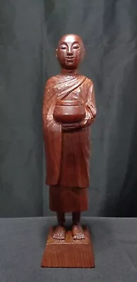 Hand Carved 10 3/4  Wooden Buddhist Monk Statue • $31.99