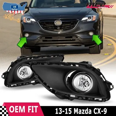 Clear Bumper PAIR For Mazda CX-9 2013 2014 2015 Fog Light Driving Lamps W/ Bulbs • $49.99