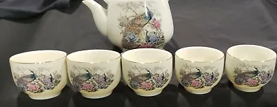 ARITA Japanese Peacock Design Teapot And 5 Piece Cup Set Teapot Top Is Broken • £4.10