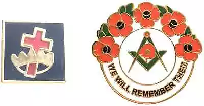 £7.99 • Buy Black Preceptory Cross & Crown Badge + Masonic We Will Remember Enamel Badge