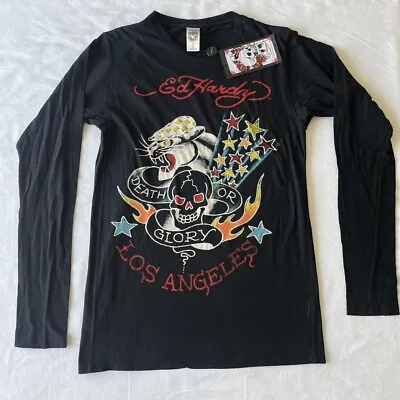 Deadstock Vintage Y2K Men’s Panther Ed Hardy Long Sleeve T Shirt • $40