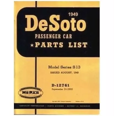 Factory MoPar Parts Manual For 1949 DeSoto • $53.88