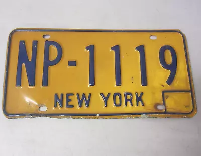 Vintage 1970s-80s New York NY Yellow And Blue License Plate NP - 1119 • $19.99