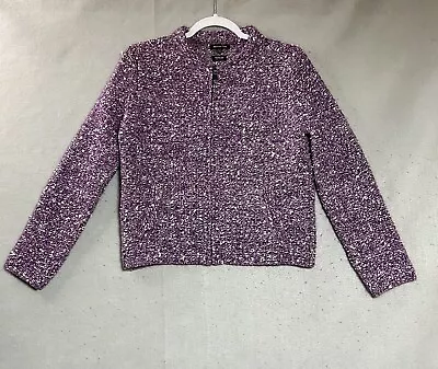 Mossimo Dutti Sweater Womens Small Purple Pockets Wool Blend Full Zip Cardigan • $39.97