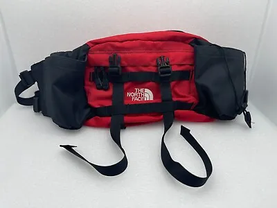 VTG The North Face Lumbar Fanny Pack Mountain Biker Red Waist Bag 6L Cup Holder • $39.99