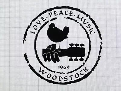 Woodstock Love Peace Music 1969 Die-Cut Vinyl Indoor Outdoor Car Window Decal • $5.25