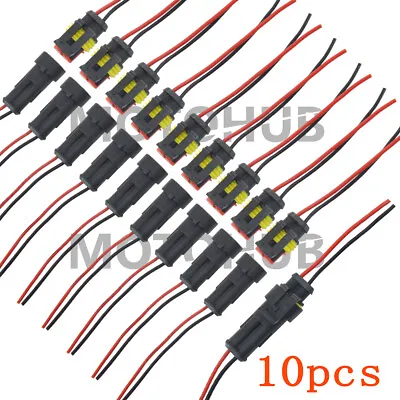 $9.57 • Buy 10x Waterproof Electrical Wire Connector Plug Cable Superseal Amp/Tyco 2Pin 12V