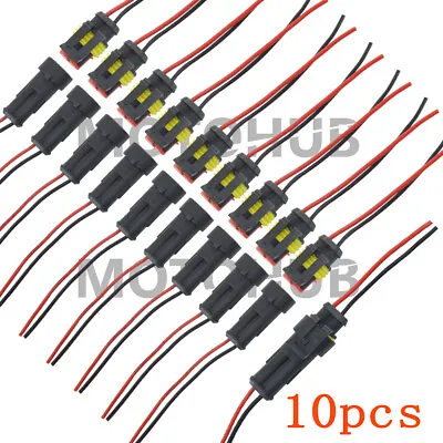 10x Waterproof Electrical Wire Connector Plug Cable Superseal Amp/Tyco 2Pin 12V • $10.39