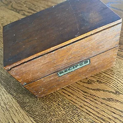 Vintage 1940's-50's Imperial Methods Chicago  Dovetail Oak Recipe Box  Full • $15.99