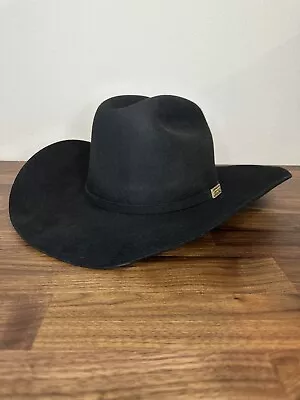 Stetson La Plata Cowboy Hat - Black Ostrich Sweatband Vintage 7 5/8 USA Read • $99.99
