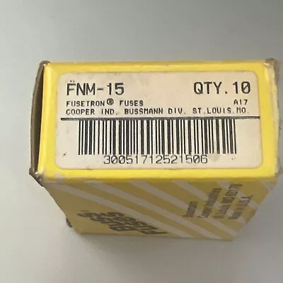 Box Of 7  Bussmann FNM-15 FNM15 ( 15 Amp ) 15A 250V. Fuses TIME-DELAY (E3C37) • $24.95