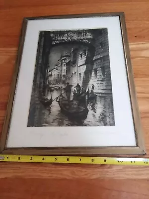 Albany E Howarth Bridge Of Sighs Venice Italy Framed Art Signed 12  X 16  • $68