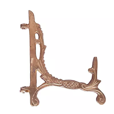 Brass Display Easel Embossed Scroll Collector Collectible Plate Stand Holder • $11.99