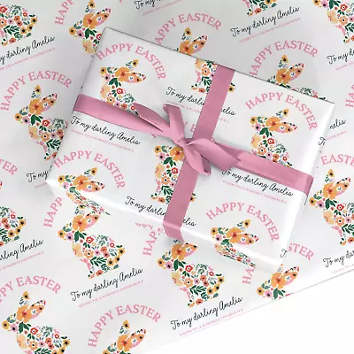 Happy Easter Personalised Wrapping Paper Name & Custom Message Gift Wrap • £4.50